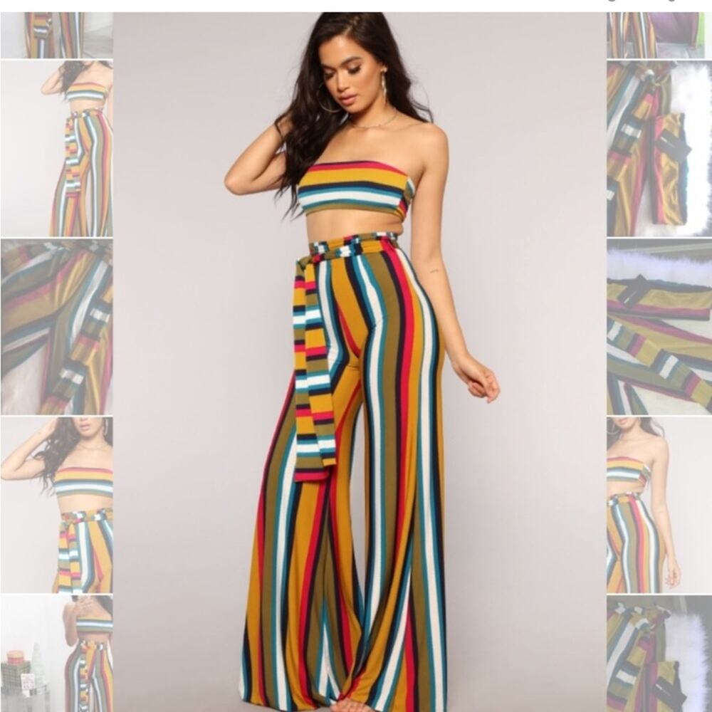 NWT fashion nova mandalay bandeau top MULTI-COLORED size M striped color block